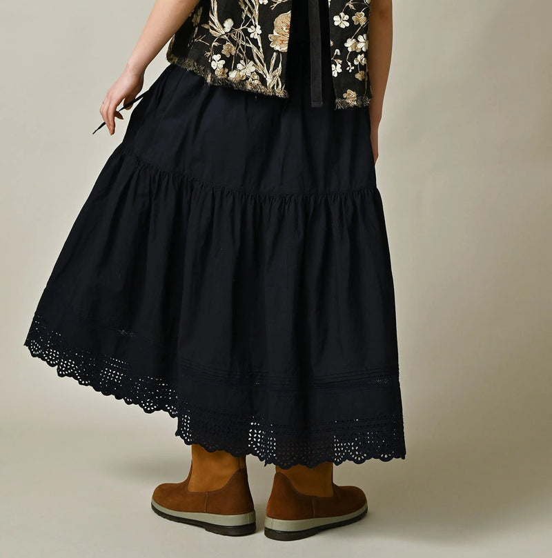 45R Indigo Supima Organic Batiste Cutwork Skirt - Image 5