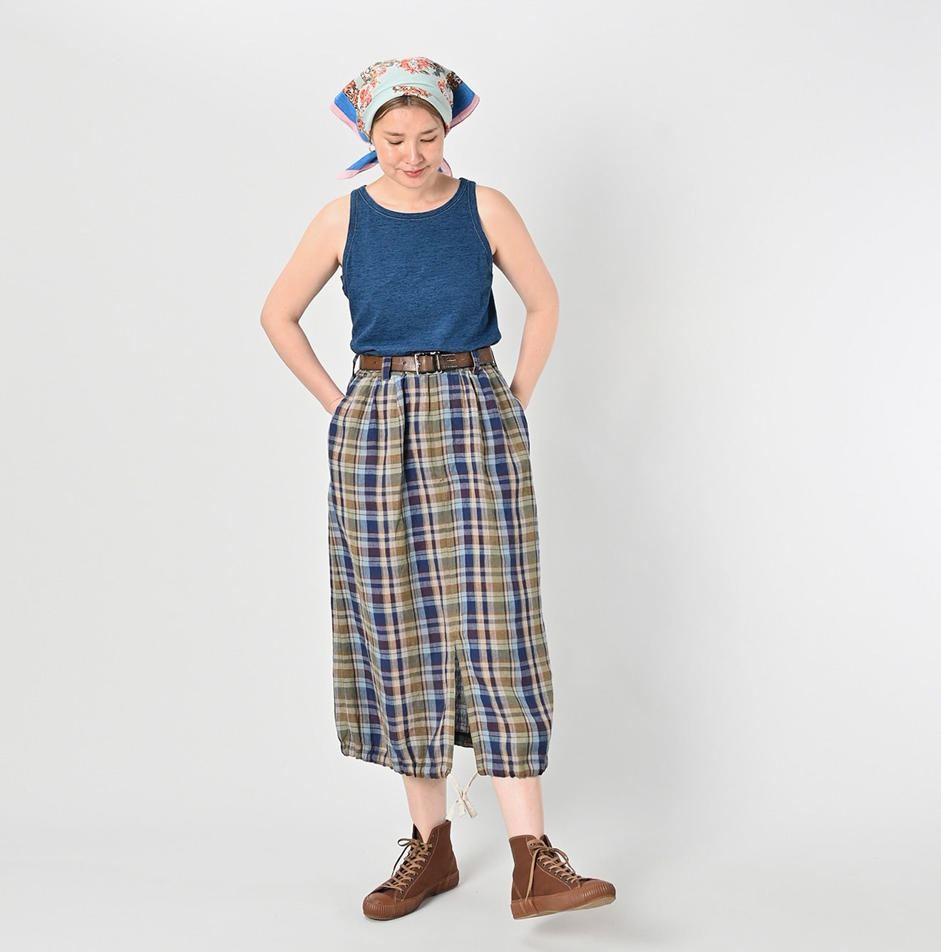 45R Linen Madras Easy Work Skirt - Image 4