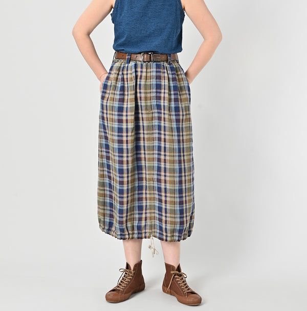 45R Linen Madras Easy Work Skirt