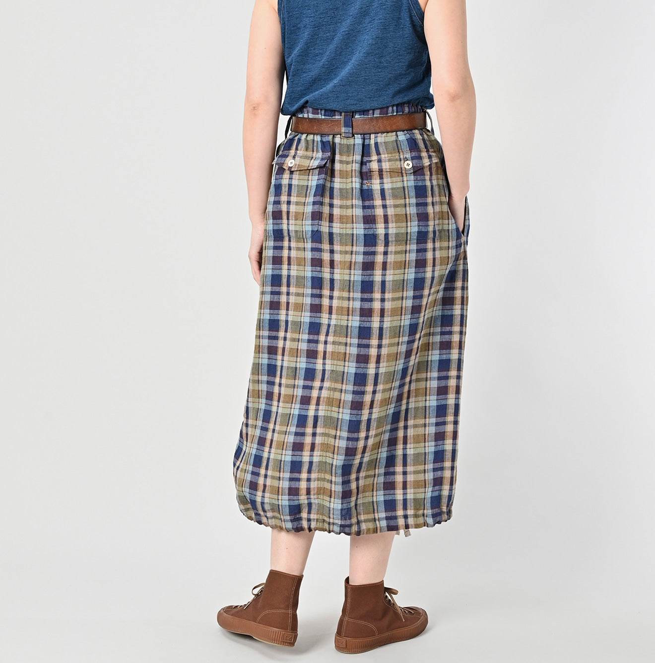 45R Linen Madras Easy Work Skirt - Image 7