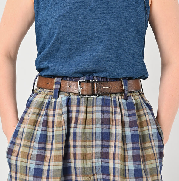 45R Linen Madras Easy Work Skirt