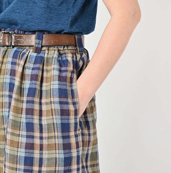 45R Linen Madras Easy Work Skirt