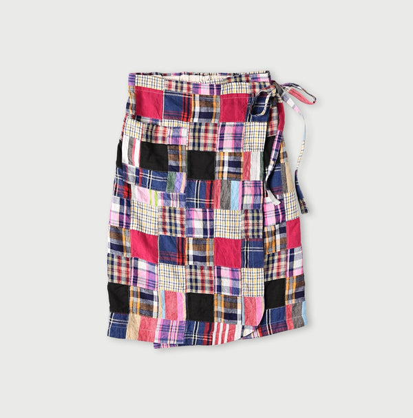 Linen Patchwork Wrap Skirt