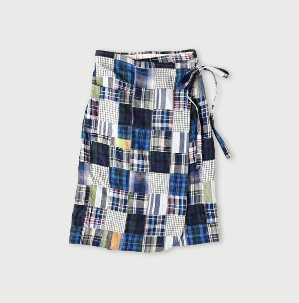 Linen Patchwork Wrap Skirt