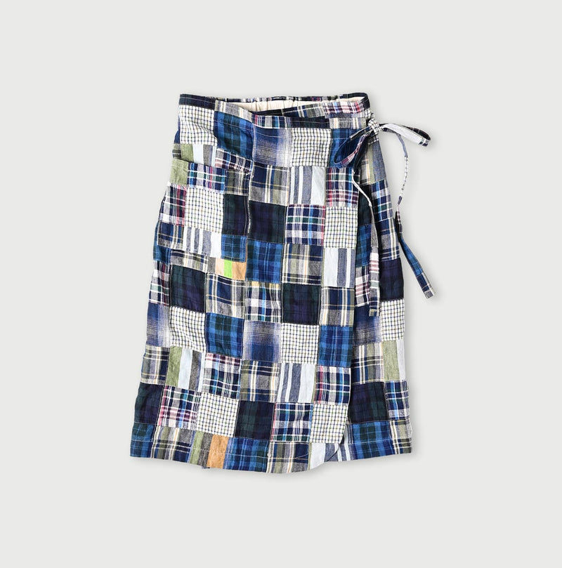 Linen Patchwork Wrap Skirt - Image 2