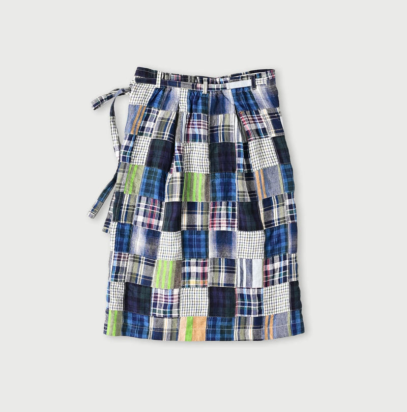 Linen Patchwork Wrap Skirt - Image 15