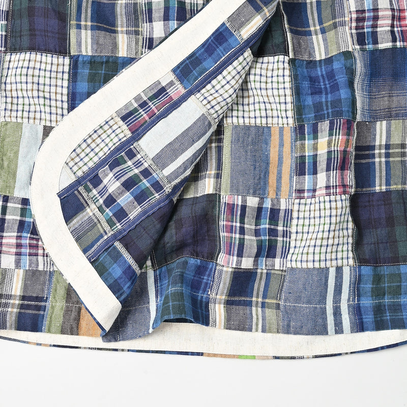 Linen Patchwork Wrap Skirt - Image 14