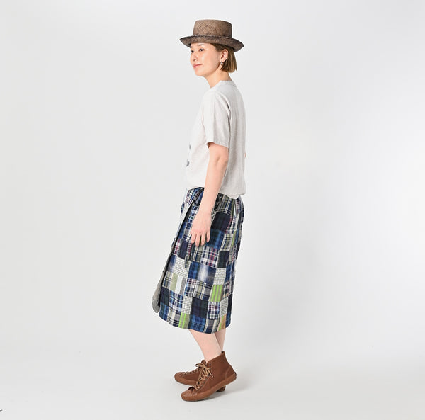 Linen Patchwork Wrap Skirt