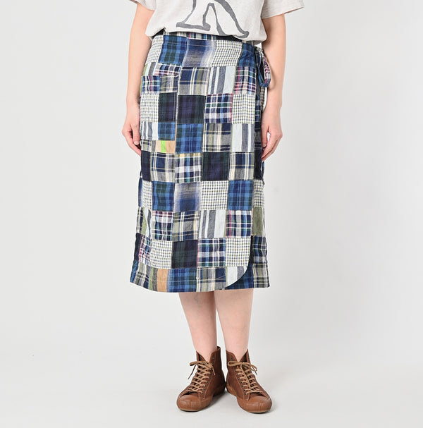 Linen Patchwork Wrap Skirt