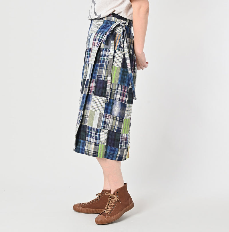 Linen Patchwork Wrap Skirt - Image 5