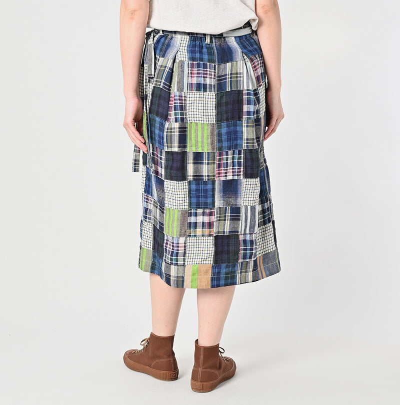 Linen Patchwork Wrap Skirt - Image 6