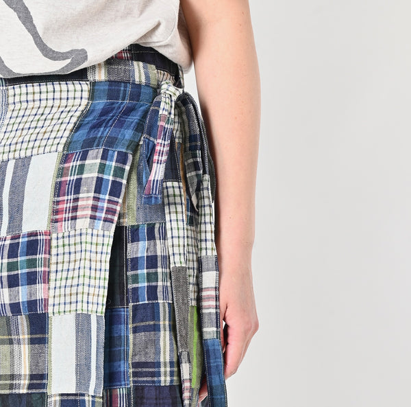 Linen Patchwork Wrap Skirt