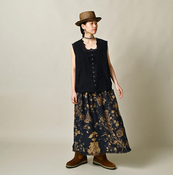 45R Indigo Gima Goza Duck Apron Skirt