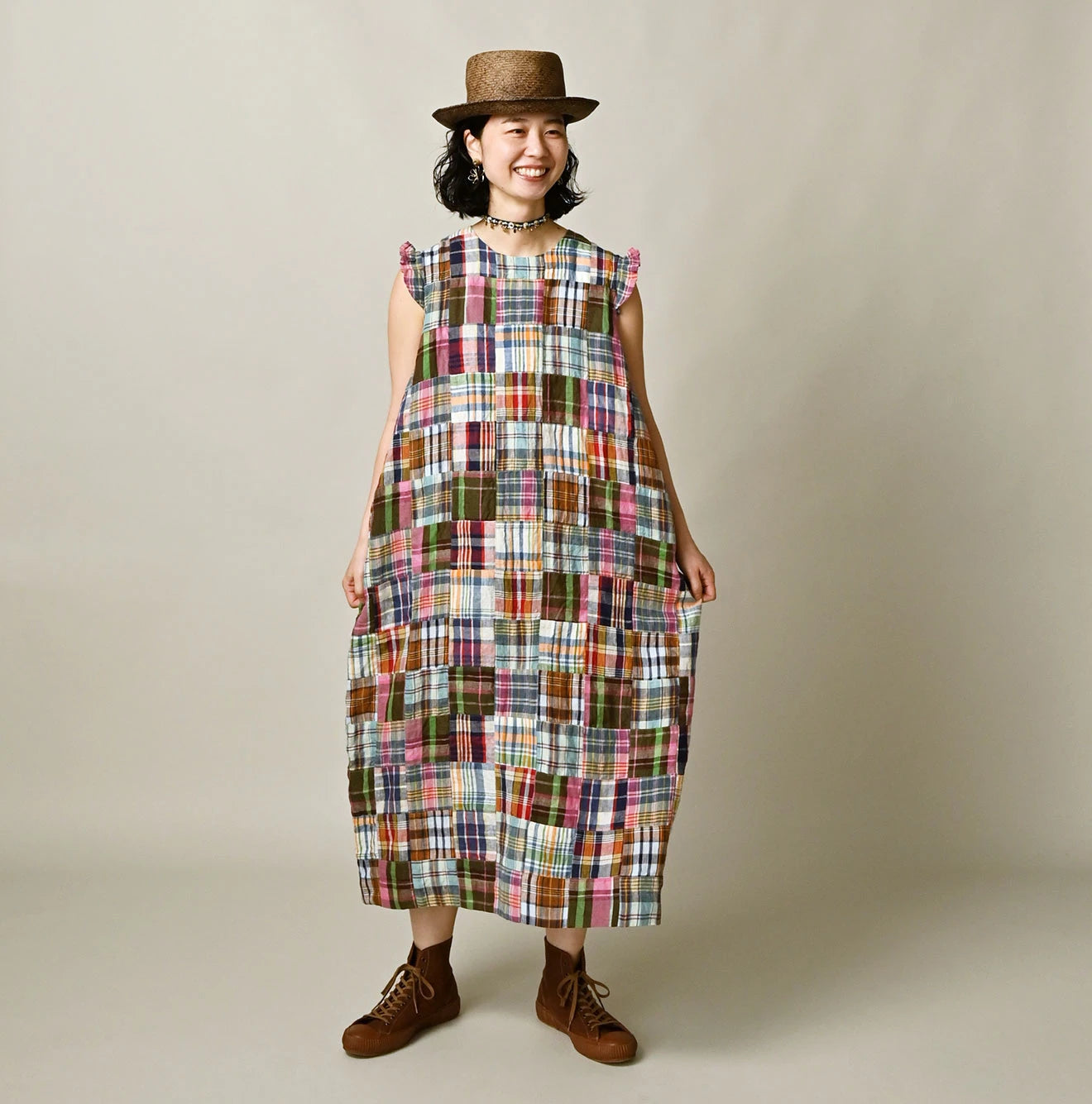 45R Linen Patchwork Dress - Image 3