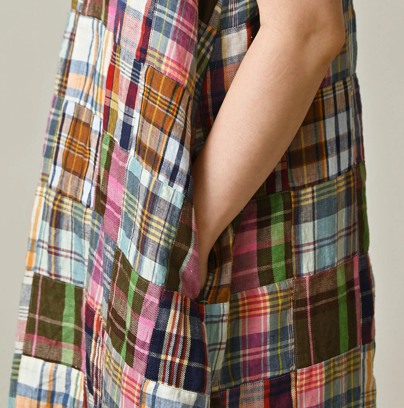 45R Linen Patchwork Dress - Image 8