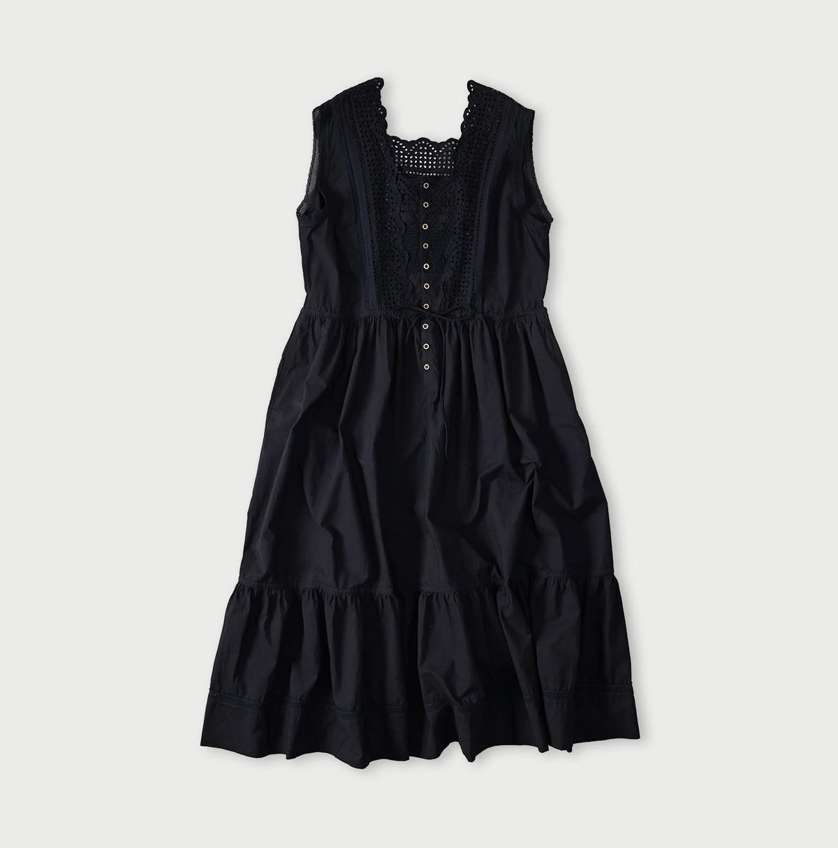 45R Indigo Supima Organic Batiste Cutwork Dress