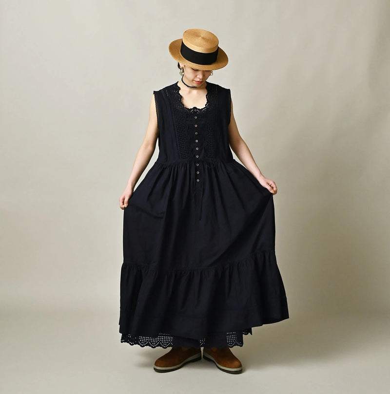 45R Indigo Supima Organic Batiste Cutwork Dress - Image 3
