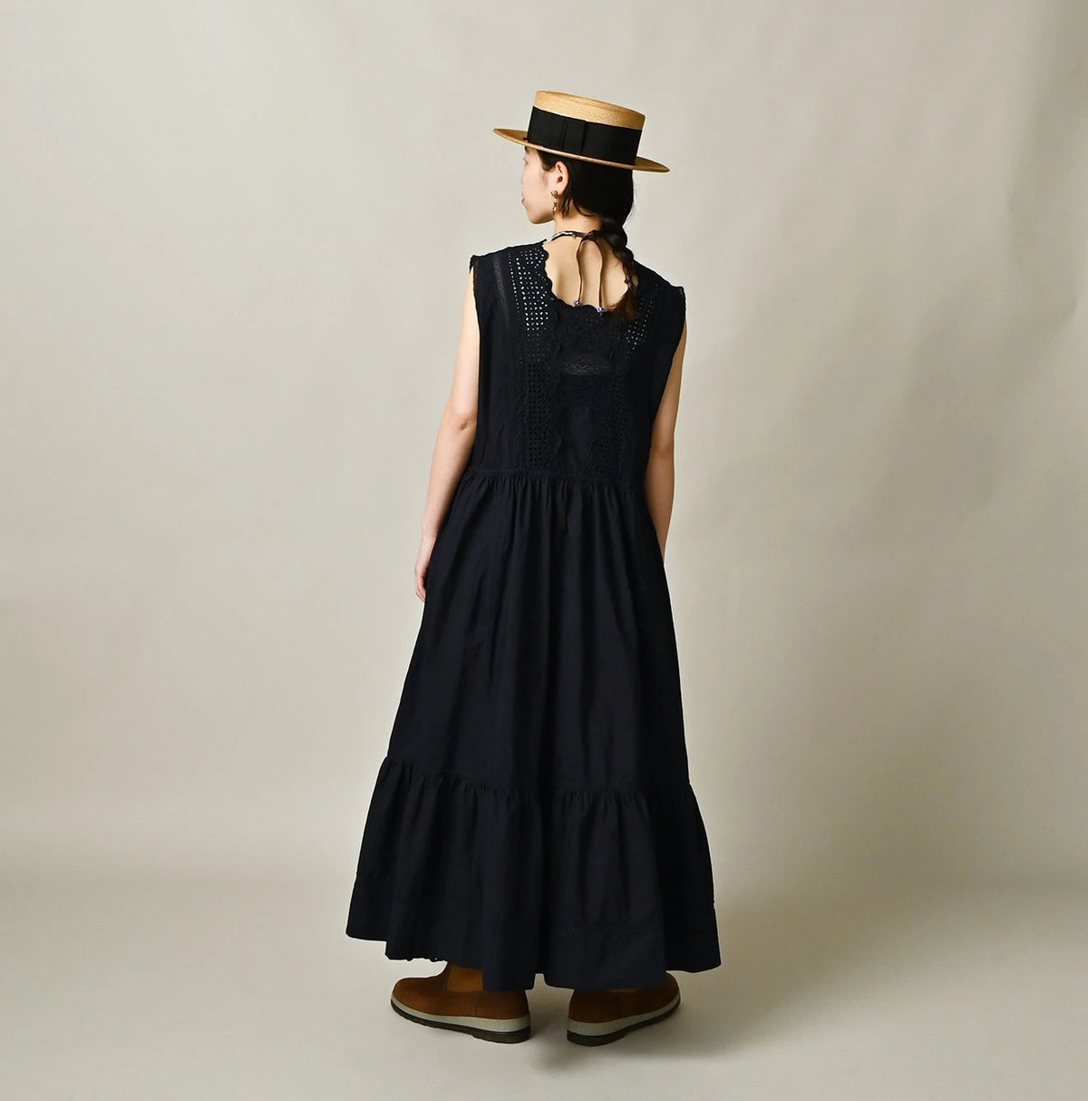 45R Indigo Supima Organic Batiste Cutwork Dress
