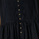 45R Indigo Supima Organic Batiste Cutwork Dress
