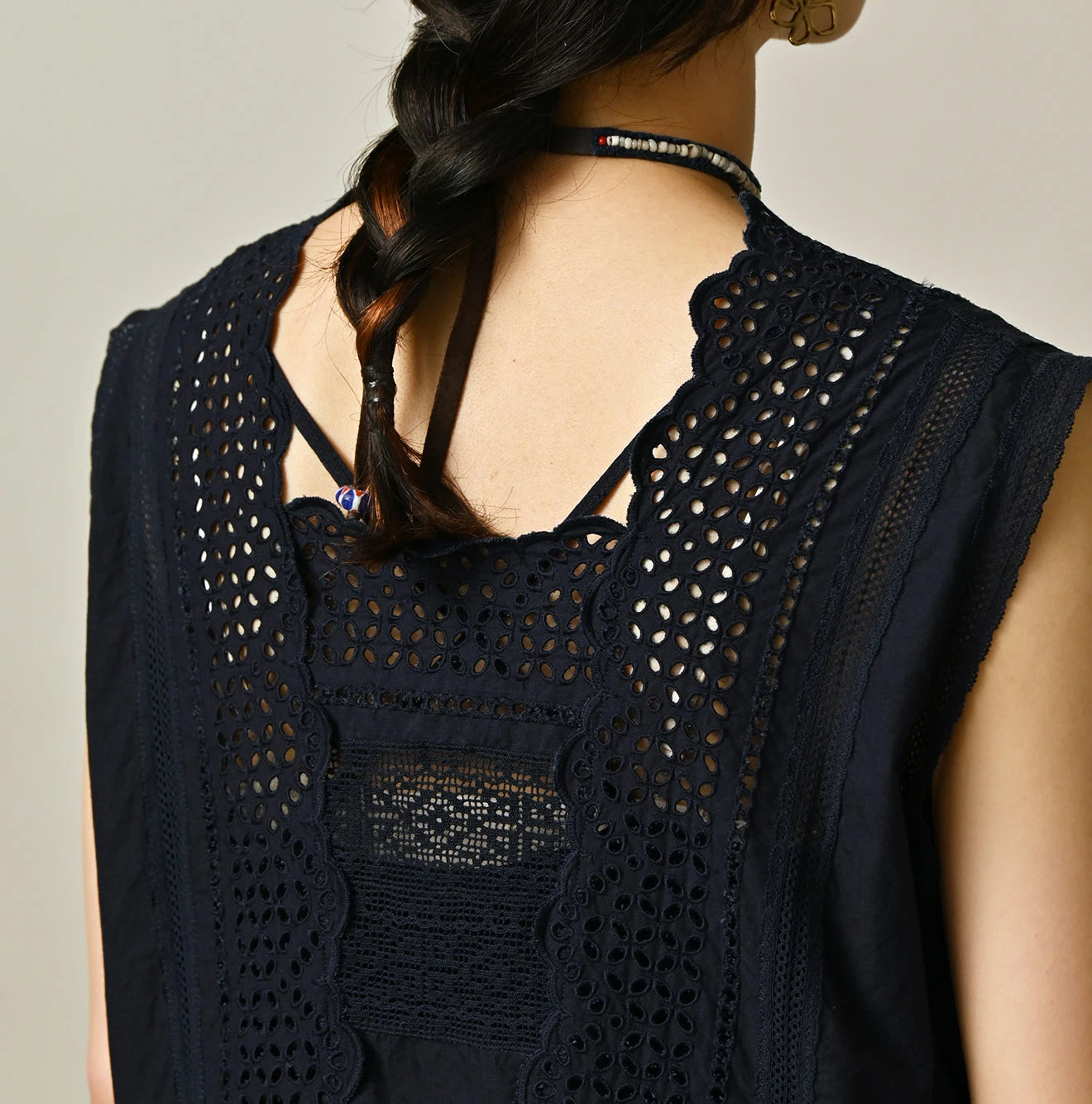 45R Indigo Supima Organic Batiste Cutwork Dress - Image 10