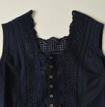 45R Indigo Supima Organic Batiste Cutwork Dress