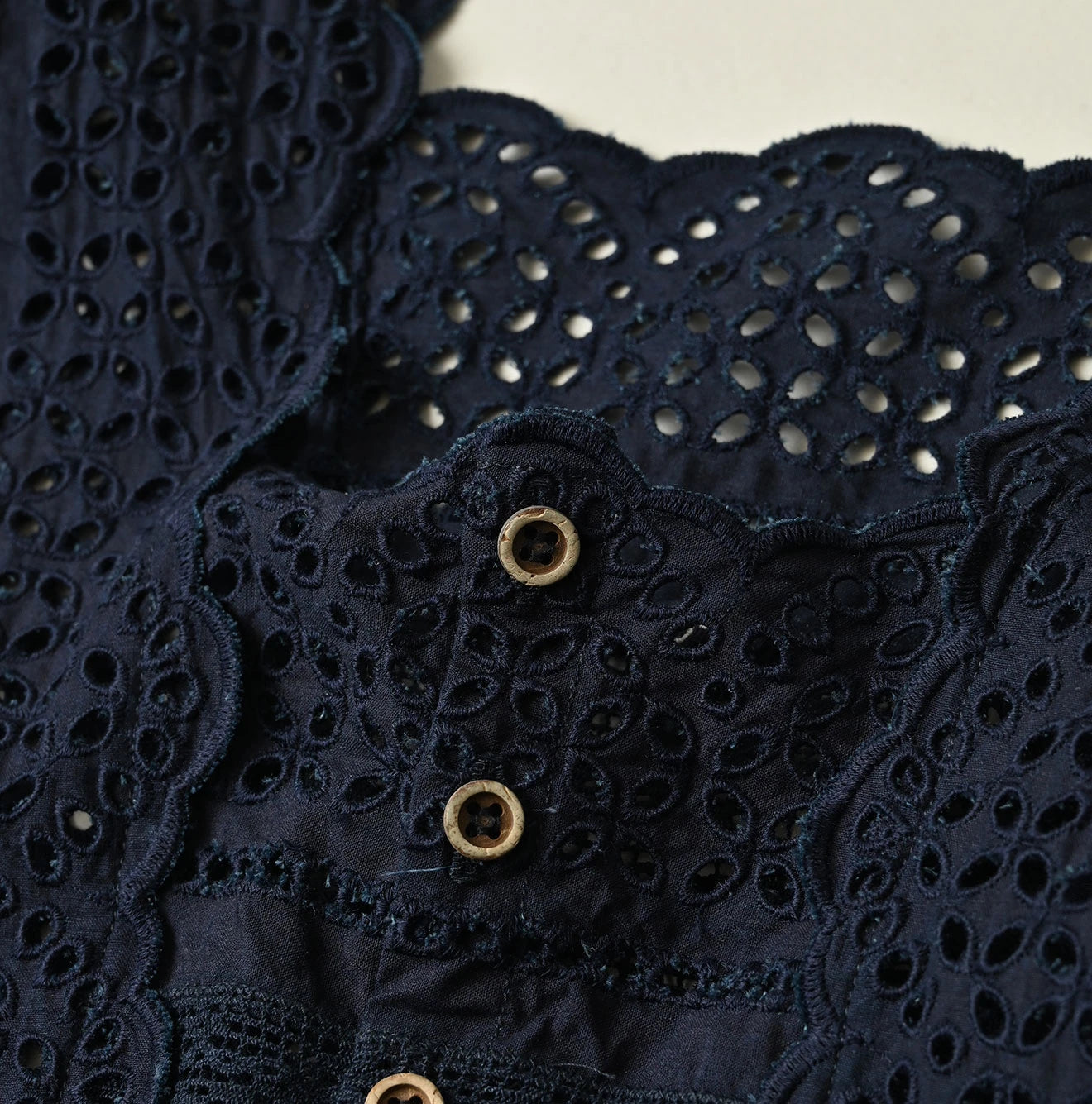 45R Indigo Supima Organic Batiste Cutwork Dress - Image 17