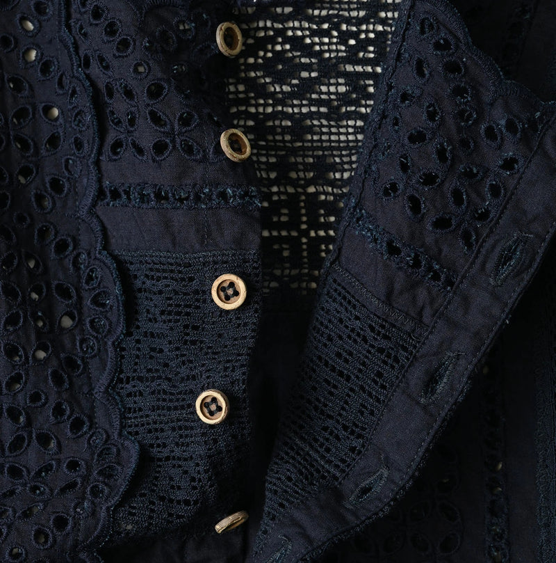 45R Indigo Supima Organic Batiste Cutwork Dress - Image 18