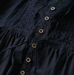 45R Indigo Supima Organic Batiste Cutwork Dress