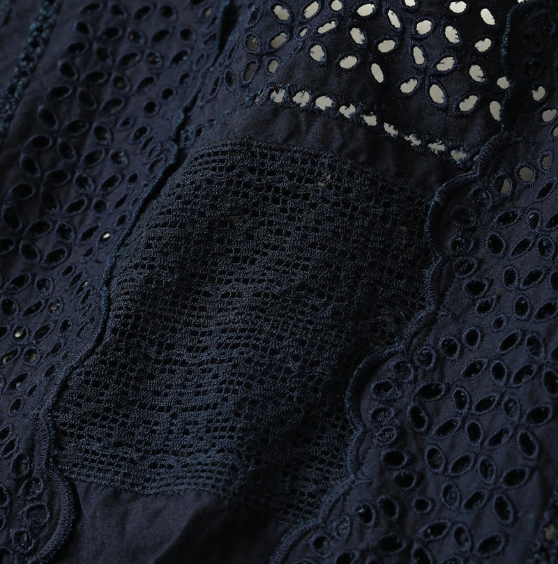 45R Indigo Supima Organic Batiste Cutwork Dress - Image 22