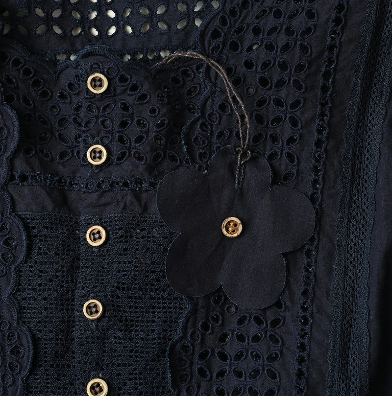 45R Indigo Supima Organic Batiste Cutwork Dress - Image 23