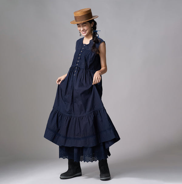 Indigo Supima Organic Batiste Cutwork Dress