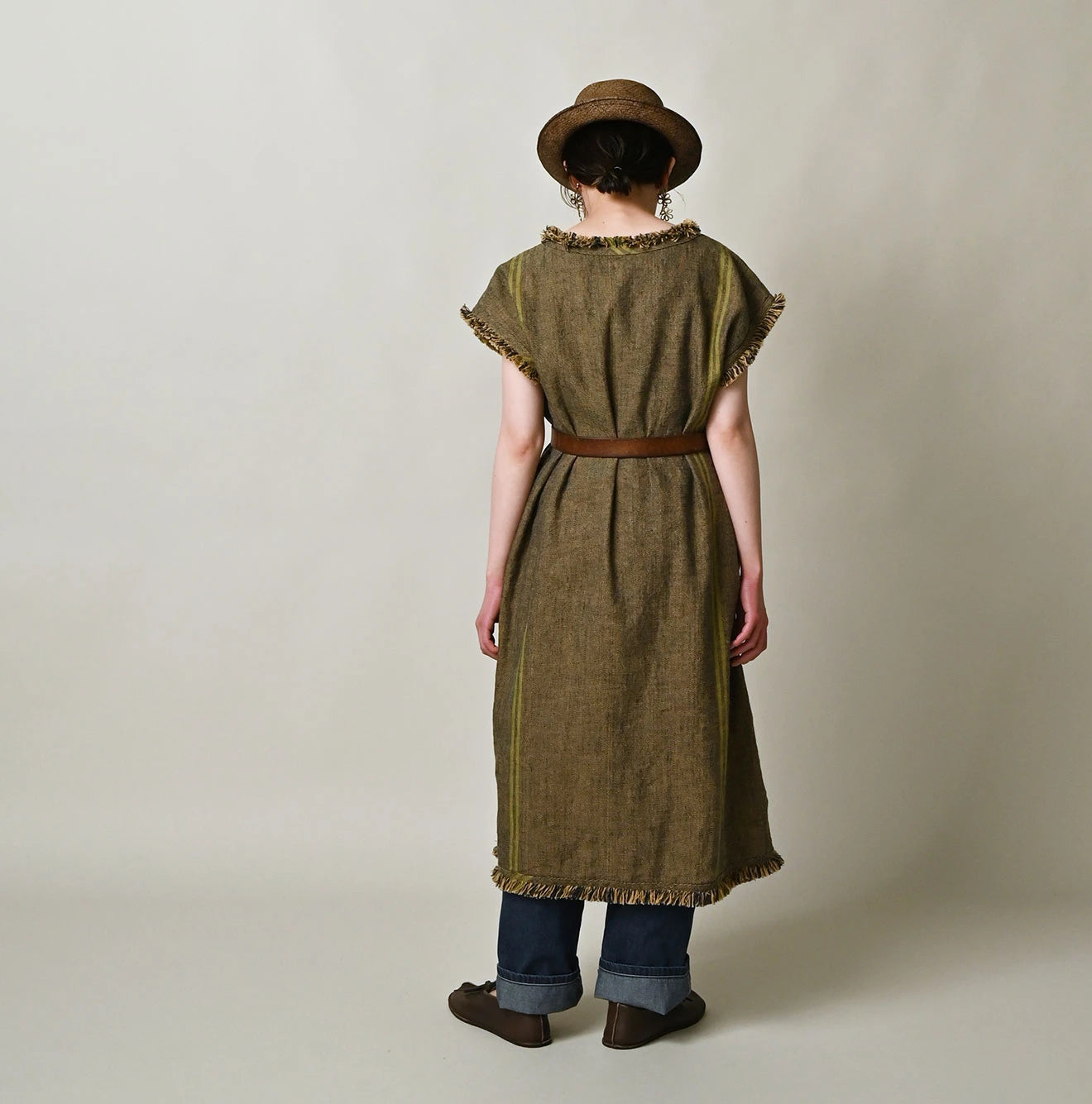 45R Ai Indigo Linen Sack Fringe Dress - Image 4