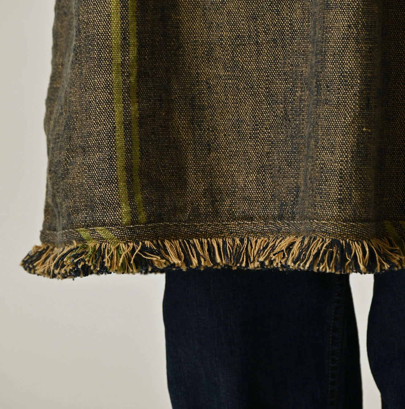 45R Ai Indigo Linen Sack Fringe Dress - Image 12