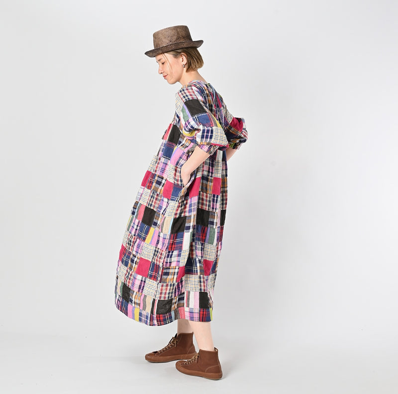 45R Linen Patchwork Dress - Image 4