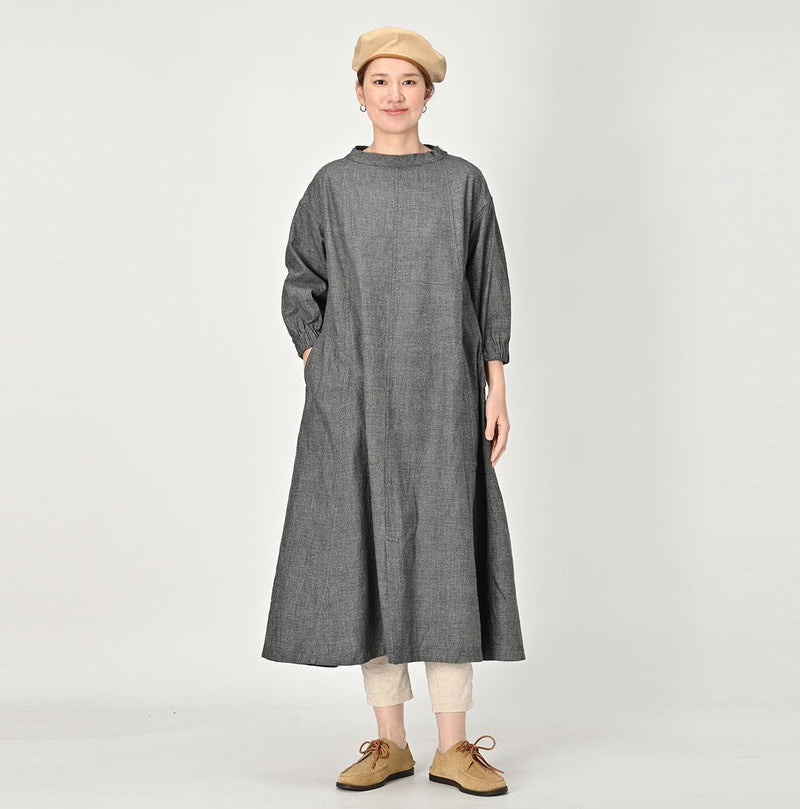 Indigo Yorimoku Cotton Tweed Sail Dress - 45R by 45rpm studio
