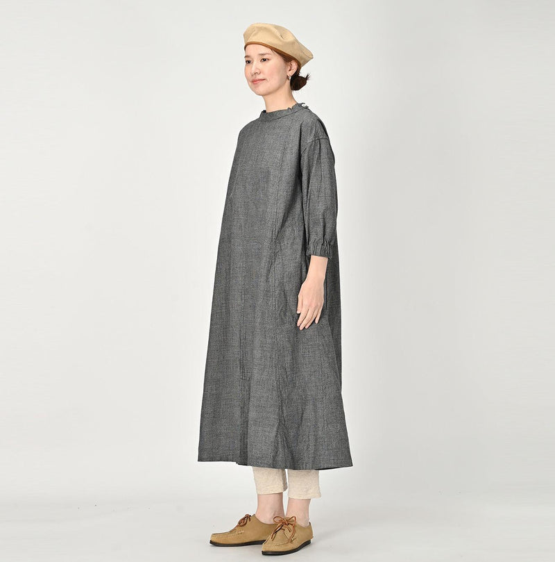 Indigo Yorimoku Cotton Tweed Sail Dress - 45R by 45rpm studio