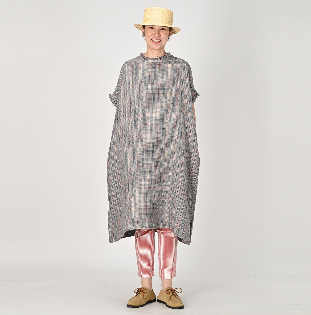 45R Linen Tweed Herringbone Uma Dress