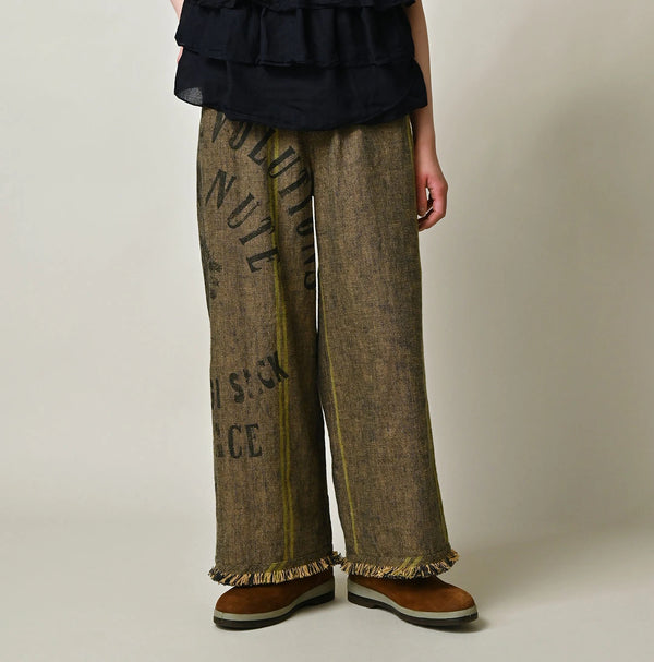 45R Ai Indigo Linen Sack Fringe Pants