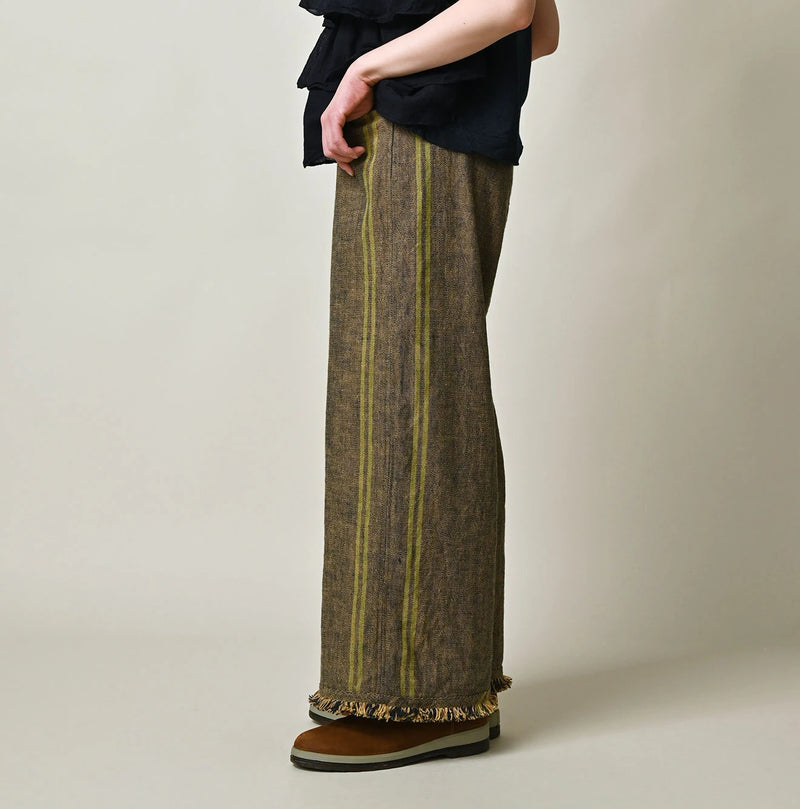 45R Ai Indigo Linen Sack Fringe Pants - Image 4