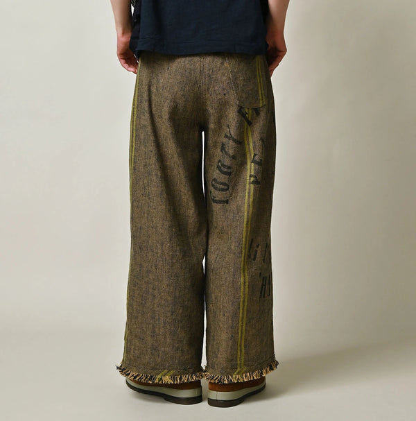 45R Ai Indigo Linen Sack Fringe Pants