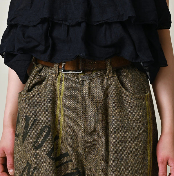 45R Ai Indigo Linen Sack Fringe Pants