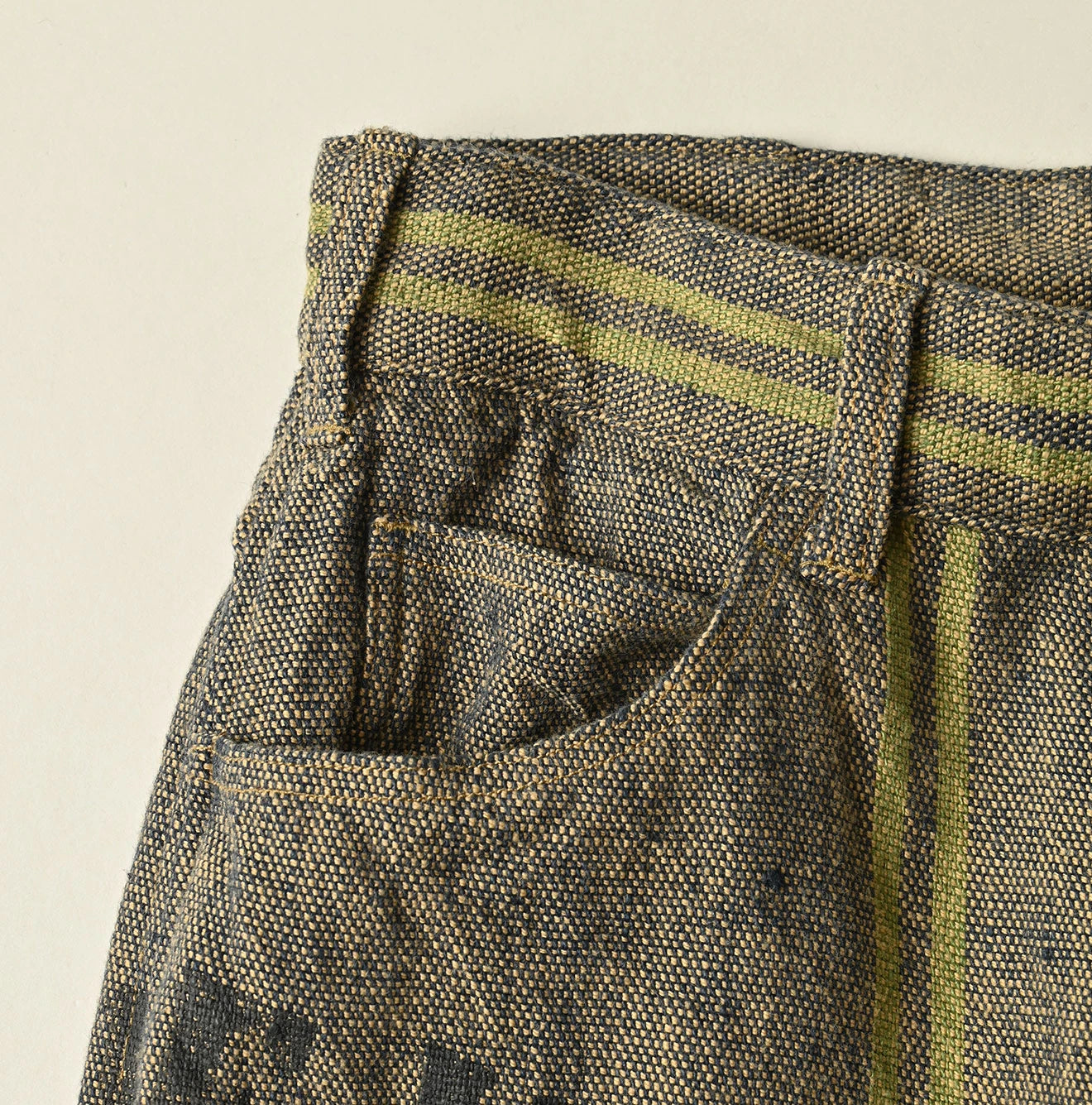 45R Ai Indigo Linen Sack Fringe Pants - Image 16
