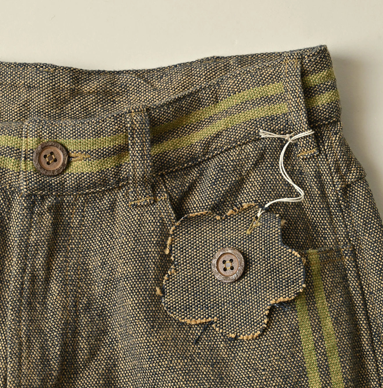 45R Ai Indigo Linen Sack Fringe Pants