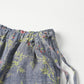 45R Dungaree Cotton Linen Flower Trumpet Pants