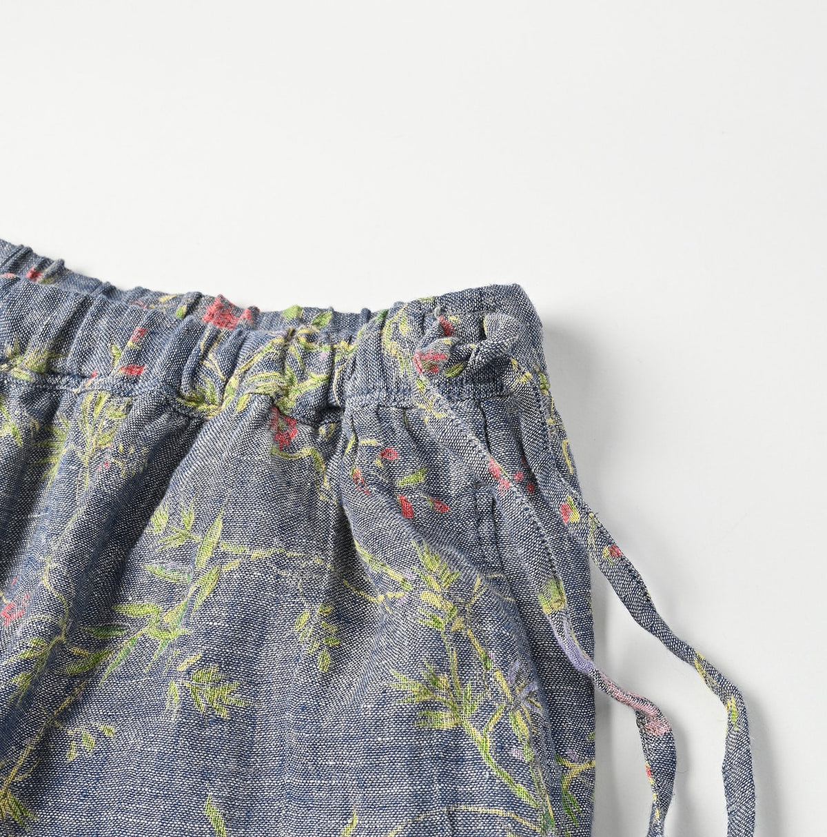 45R Dungaree Cotton Linen Flower Trumpet Pants