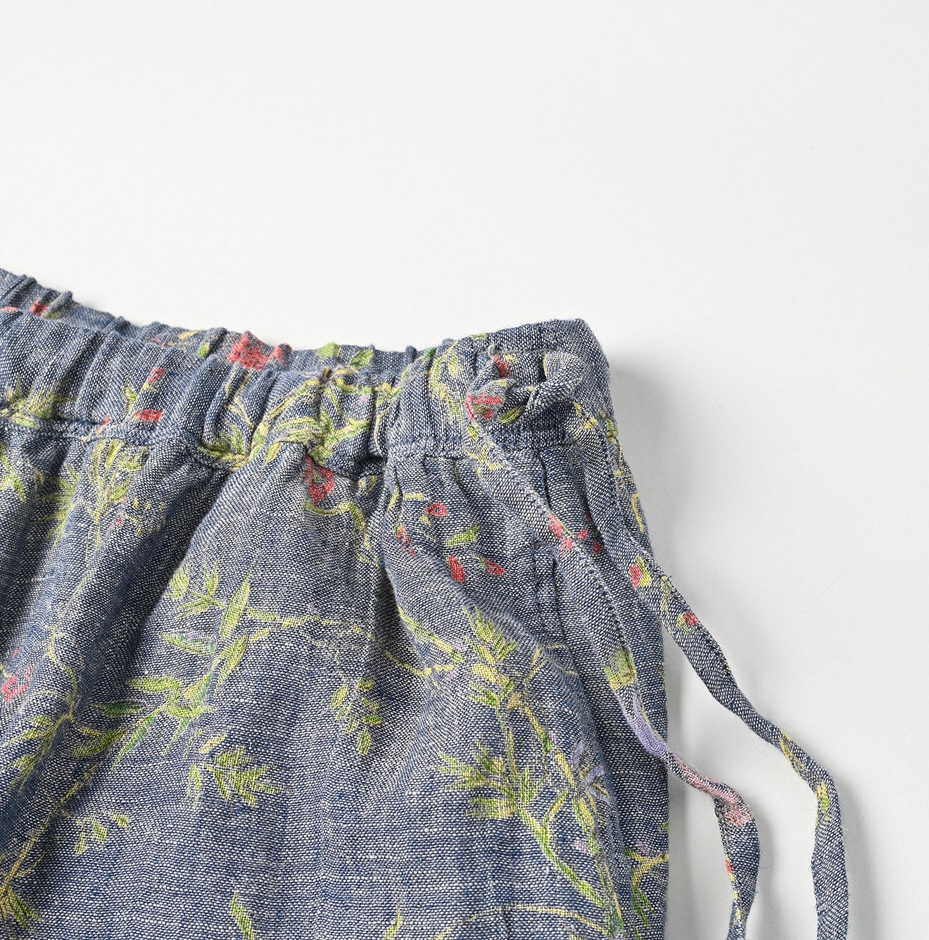 45R Dungaree Cotton Linen Flower Trumpet Pants