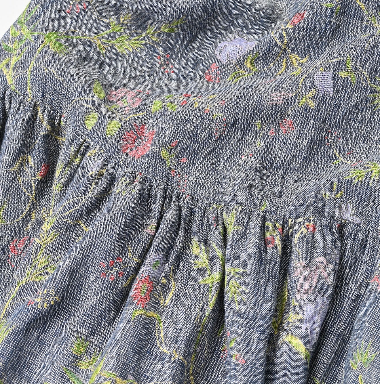 45R Dungaree Cotton Linen Flower Trumpet Pants