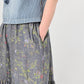 45R Dungaree Cotton Linen Flower Trumpet Pants