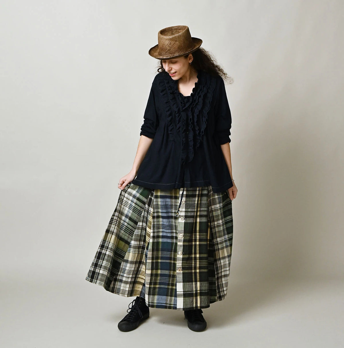 45R Indigo Jersey Frilled Cachecoeur