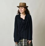 45R Indigo Jersey Frilled Cachecoeur